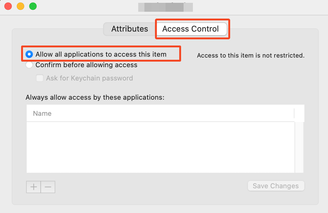 certificate access control settings